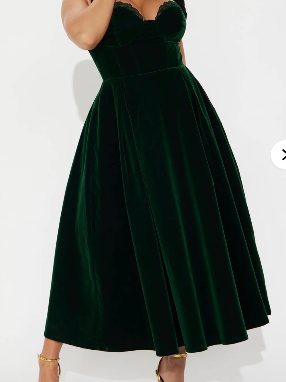 Fashion Nova Emerald Green Velvet Midi Dress